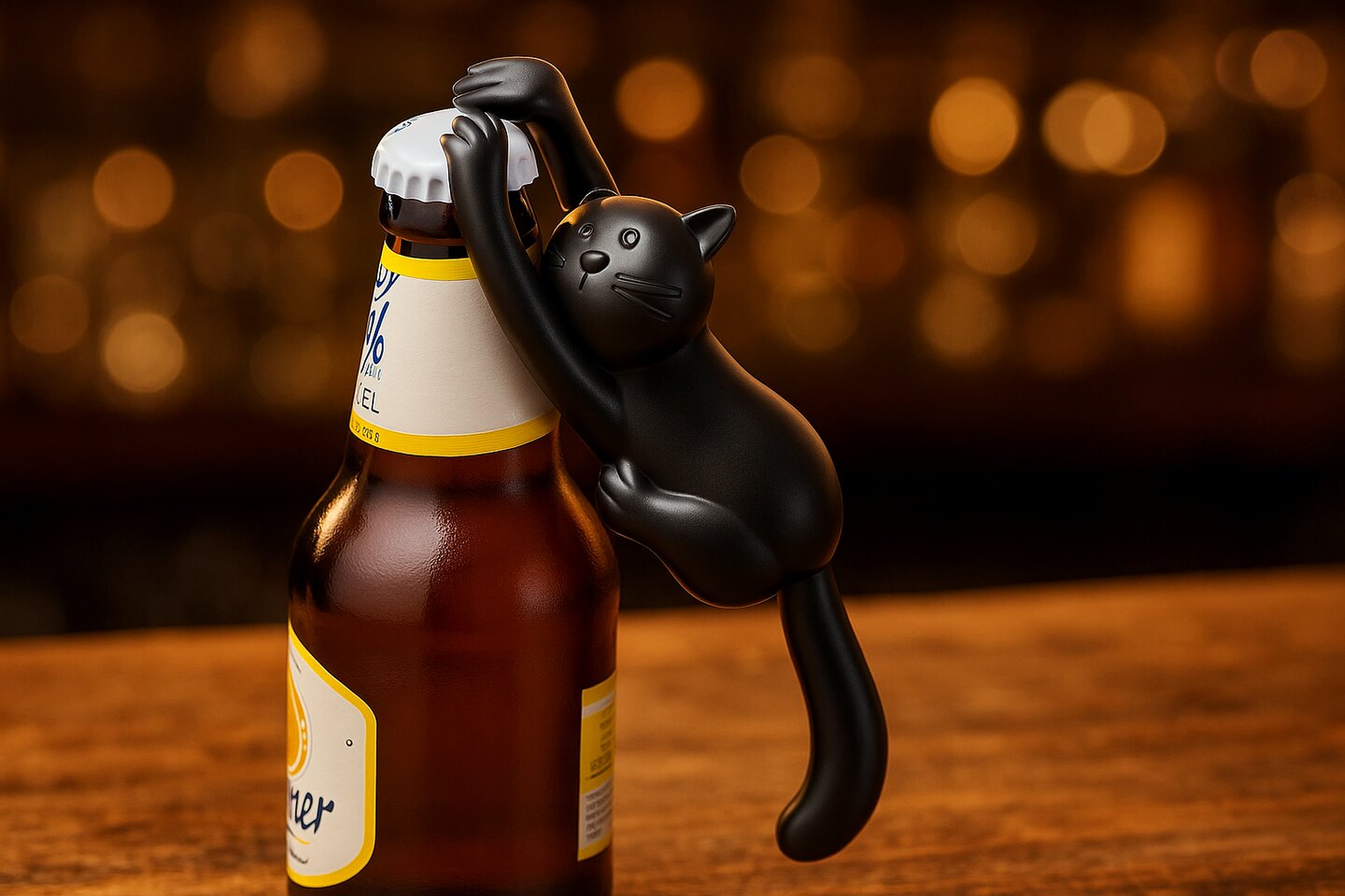 Flesopener in de vorm van een kat